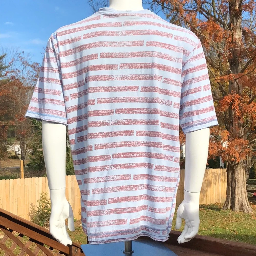 Hurley Mens Blue Red Striped T Shirt XXL 2XL Short Sleeve Surf Surfer Cotton - Picture 2 of 10